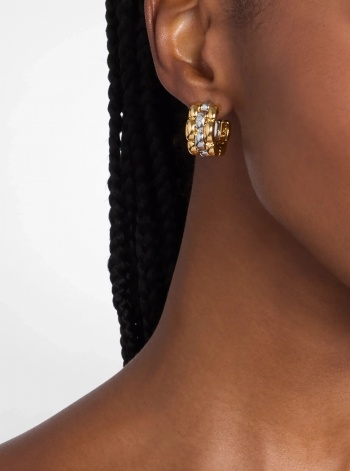 Michael Kors Two-Tone 3-Link Huggie Earrings