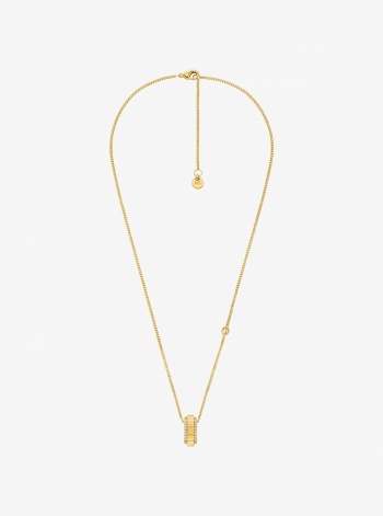 Michael Kors Pavé Gold-Tone Brass Ring Necklace