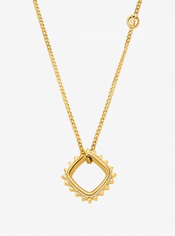 Michael Kors Pavé Gold-Tone Brass Ring Necklace