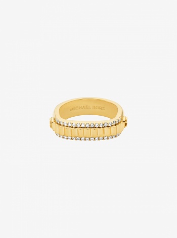 Michael Kors Pavé Gold-Tone Brass Ring