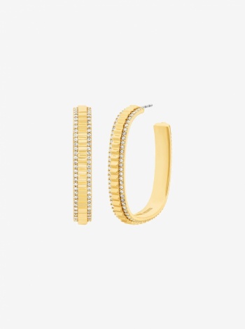 Michael Kors Large Pavé Gold-Tone Brass Hoop Earrings