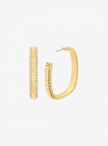 Michael Kors Large Pavé Gold-Tone Brass Hoop Earrings