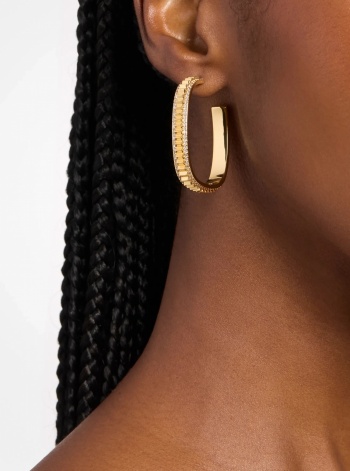 Michael Kors Large Pavé Gold-Tone Brass Hoop Earrings