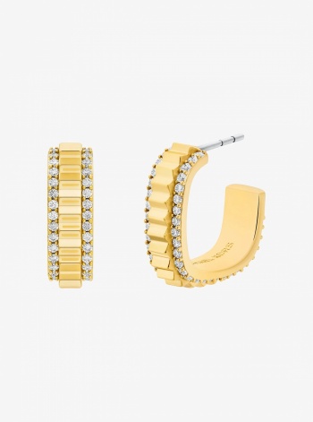 Michael Kors Small Pavé Gold-Tone Brass Hoop Earrings