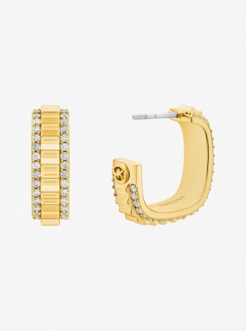 Michael Kors Small Pavé Gold-Tone Brass Hoop Earrings