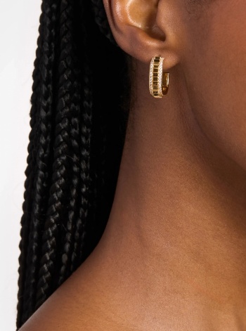Michael Kors Small Pavé Gold-Tone Brass Hoop Earrings