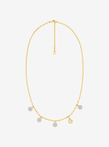 Michael Kors Brass Pavé Disk Charm Necklace