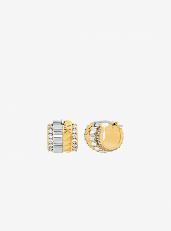 Michael Kors Pavé Two-Tone Fluted Huggie Earrings