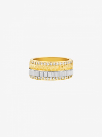 Michael Kors Pavé Two-Tone Fluted Ring