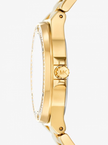 Michael Kors Mens Lennox Pavé Gold-Tone Watch
