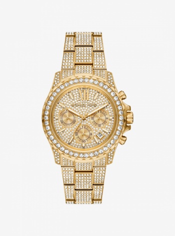 Michael Kors Mens Oversized Everest Pavé Gold-Tone Watch