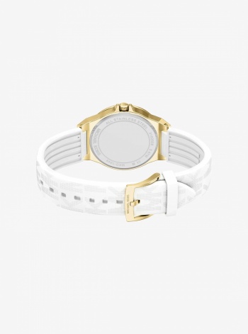 Lennox Pavé Gold-Tone and Logo Silicone Strap Watch