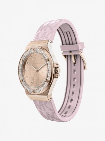 Lennox Pavé Rose Gold-Tone and Logo Silicone Strap Watch
