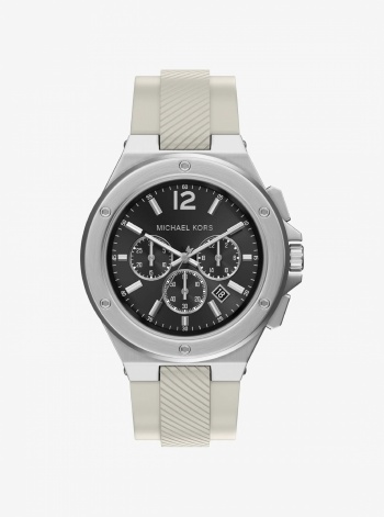Michael Kors Mens Oversized Lennox Silver-Tone and Silicone Watch