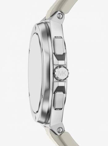 Michael Kors Mens Oversized Lennox Silver-Tone and Silicone Watch