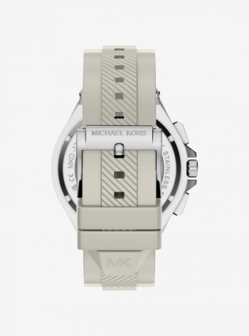 Michael Kors Mens Oversized Lennox Silver-Tone and Silicone Watch