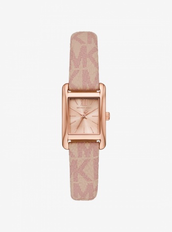 Petite Monroe Rose Gold-Tone and Logo Strap Watch