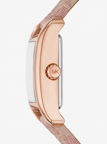 Petite Monroe Rose Gold-Tone and Logo Strap Watch