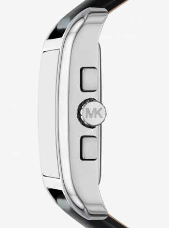 Monroe Silver-Tone and Leather Watch