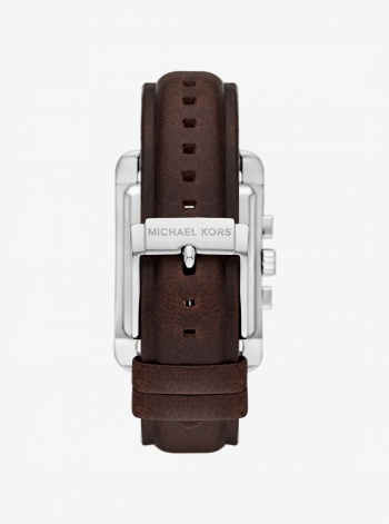Monroe Silver-Tone and Leather Watch