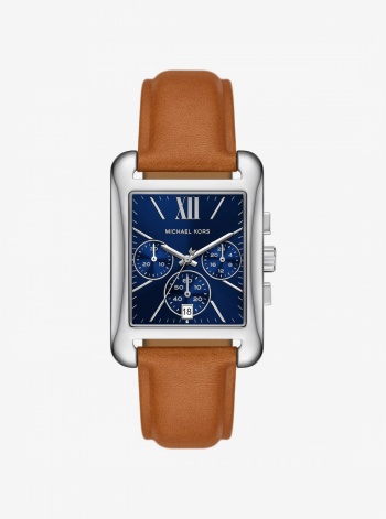 Monroe Silver-Tone and Leather Watch