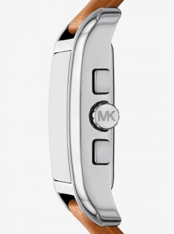 Monroe Silver-Tone and Leather Watch