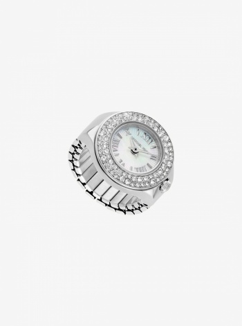Liliane Pavé Silver-Tone Ring Watch