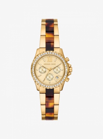 Mini Everest Pavé Gold-Tone and Tortoiseshell Acetate Watch