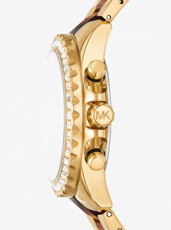 Mini Everest Pavé Gold-Tone and Tortoiseshell Acetate Watch