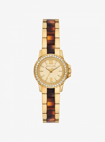 Petite Everest Pavé Gold-Tone and Tortoiseshell Acetate Watch