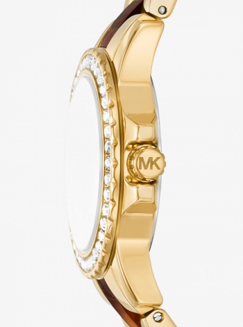 Petite Everest Pavé Gold-Tone and Tortoiseshell Acetate Watch