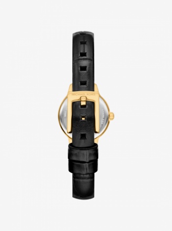 Micro Melissa Pavé Gold-Tone and Crocodile Embossed Leather Watch