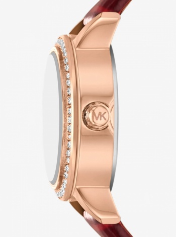 Micro Melissa Pavé Rose Gold-Tone and Crocodile Embossed Leather Watch