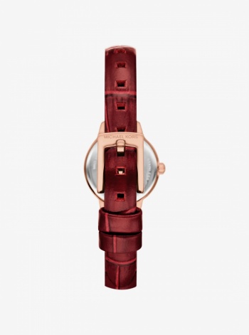 Micro Melissa Pavé Rose Gold-Tone and Crocodile Embossed Leather Watch