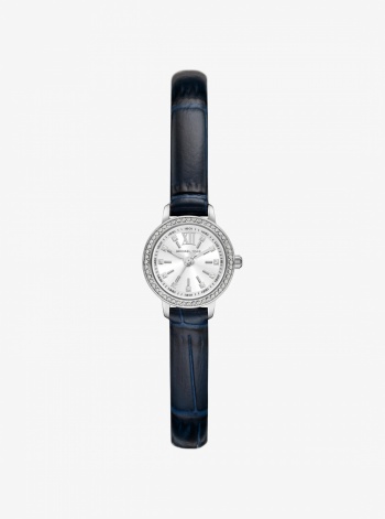 Micro Melissa Pavé Silver-Tone and Crocodile Embossed Leather Watch