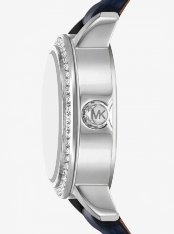Micro Melissa Pavé Silver-Tone and Crocodile Embossed Leather Watch