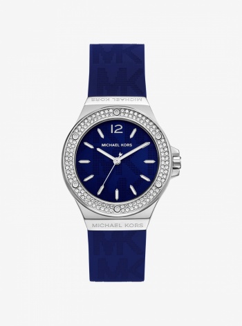 Lennox Pavé Silver-Tone and Logo Silicone Strap Watch