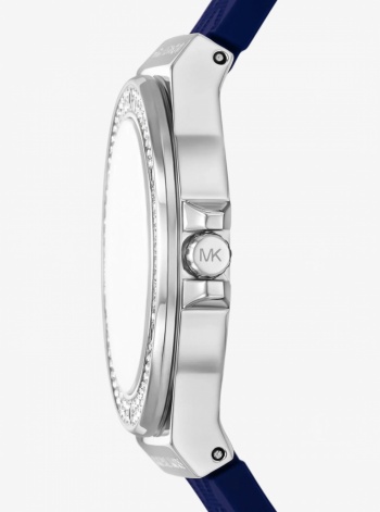 Lennox Pavé Silver-Tone and Logo Silicone Strap Watch
