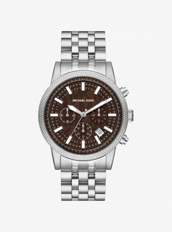 Michael Kors Mens Oversized Hutton Silver-Tone Watch