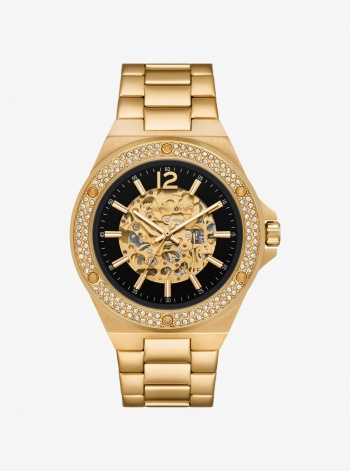 Michael Kors Mens Oversized Lennox Pavé Gold-Tone Watch
