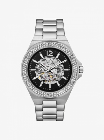 Michael Kors Mens Oversized Lennox Pavé Silver-Tone Watch