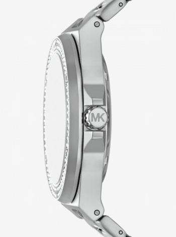 Michael Kors Mens Oversized Lennox Pavé Silver-Tone Watch