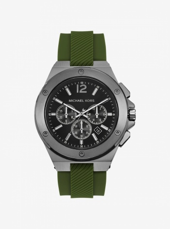 Michael Kors Mens Oversized Lennox Gunmetal-Tone and Silicone Watch