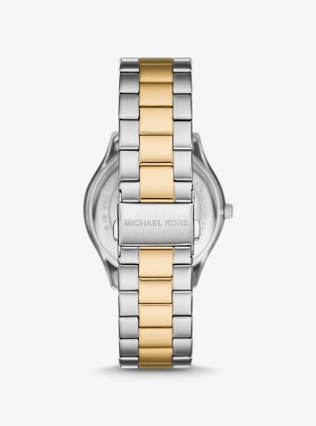 Michael Kors Oversized Aspyn Two-Tone Watch and Leather Card Case Gift Set
