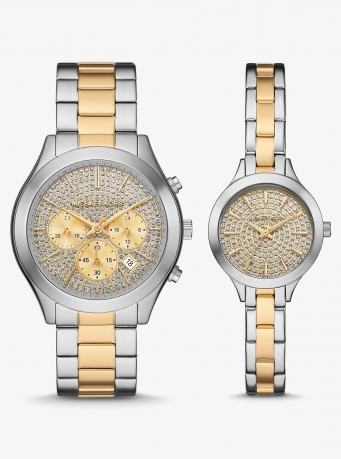 Michael Kors Aspyn His and Hers Pavé Two-Tone Watch Set