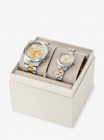 Michael Kors Aspyn His and Hers Pavé Two-Tone Watch Set
