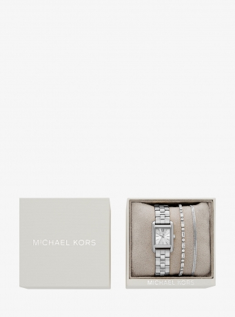 Michael Kors Mini Monroe Silver-Tone Watch and Jewelry Gift Set