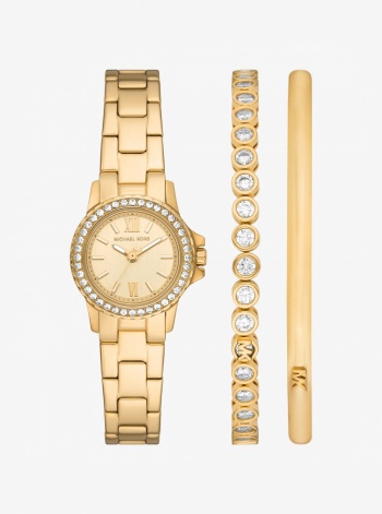 Petite Everest Gold-Tone Watch and Pavé Bangle Jewelry Gift Set