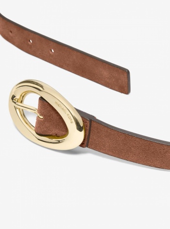 Oval Buckle Suede Belt