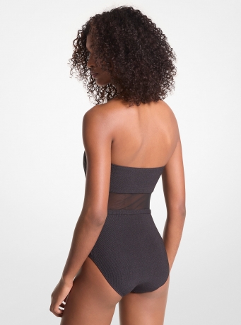 Michael Kors Stretch Nylon Belted Strapless Swimsuit
